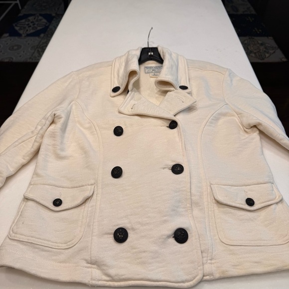 Ralph Lauren Polo Jeans Womens Double Breasted Short Ivory Coat Jacket Sz L - Picture 4 of 12
